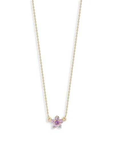 Moon & Meadow 14k Yellow Gold Amethyst Flower Pendant Necklace, 16-17 In Purple/gold