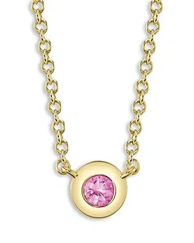 Moon & Meadow 14k Yellow Gold Bailey Pink Sapphire Bezel Pendant Necklace, 18 In Pink/gold