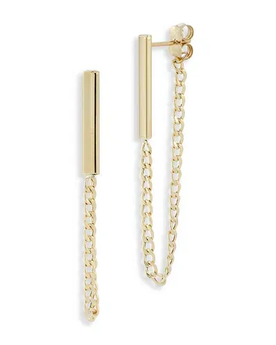 Moon & Meadow 14k Yellow Gold Bar Chain Front To Back Earrings