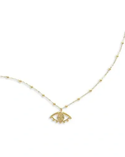 Moon & Meadow 14k Yellow Gold Evil Eye Bead Chain Pendant Necklace, 18