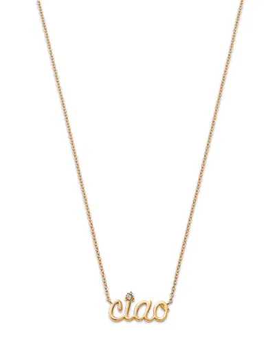 Moon & Meadow 14k Yellow Gold Italy White Topaz Ciao Pendant Necklace, 16-18 - Exclusive