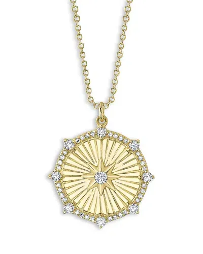 Moon & Meadow 14k Yellow Gold Kate Diamond Starburst Medallion Pendant Necklace, 18