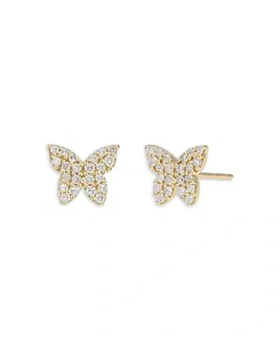 Moon & Meadow 14k Yellow Gold Mini Butterfly Diamond Earrings, 0.2 Ct. T. W.