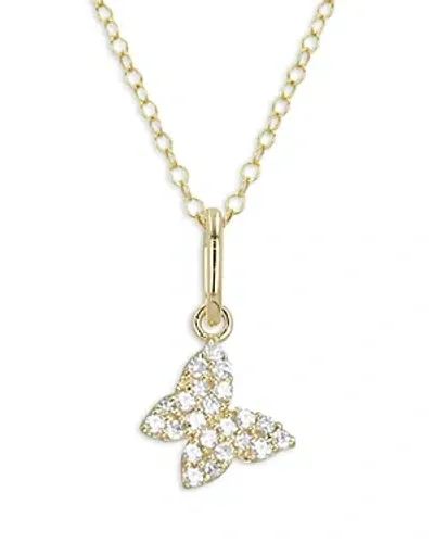 Moon & Meadow 14k Yellow Gold Mini Butterfly Pendant Necklace With Diamonds, 0.1 Ct. T. W.