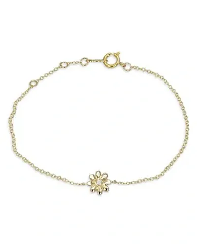 Moon & Meadow 14k Yellow Gold Mini Daisy Diamond Bracelet, 0.01 Ct. T. W.