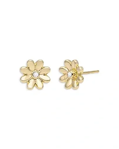 Moon & Meadow 14k Yellow Gold Mini Daisy Diamond Earrings, 0.01 Ct. T. W.