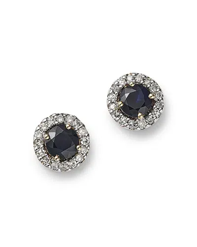 Moon & Meadow 14k Yellow Gold Sapphire & Diamond Stud Earrings In Black/white