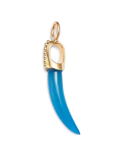 Moon & Meadow 14k Yellow Gold Stone Horn Charm In Blue/gold