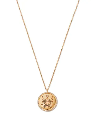 Moon & Meadow 14k Yellow Gold White Topaz Zodiac Pendant Necklace, 16-18 In Capricorn