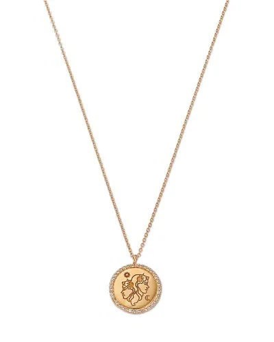 Moon & Meadow 14k Yellow Gold White Topaz Zodiac Pendant Necklace, 16-18 In Gemini