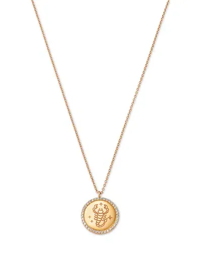 Moon & Meadow 14k Yellow Gold White Topaz Zodiac Pendant Necklace, 16-18 In Scorpio