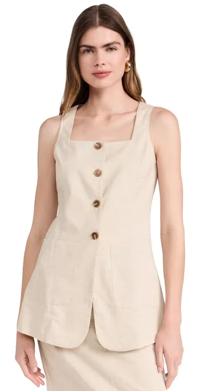 Moon River Square Neck Button Front Top Natural