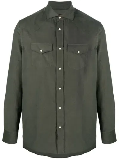 Moorer Button-up Cotton Shirt In Green