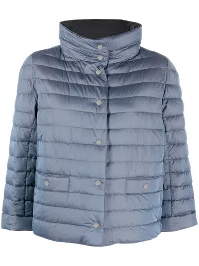 Moorer Button-up Padded Jacket In Blue