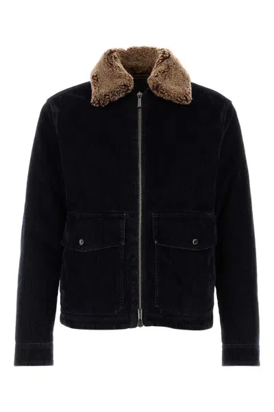 Moorer Dark Blue Velvet Hendric Down Jacket