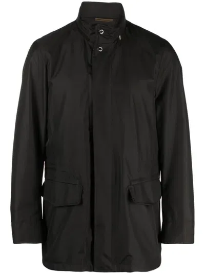 Moorer Drawstring-waist Hooded Jacket In Black