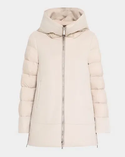 Moorer Fresia Wool-cashmere Hooded Puffer Jacket In Natural