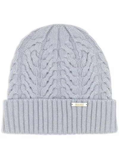 Moorer Logo-plaque Cashmere Beanie In Blue