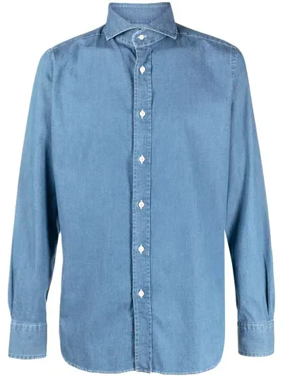 Moorer Long-sleeve Cotton Shirt In Blue