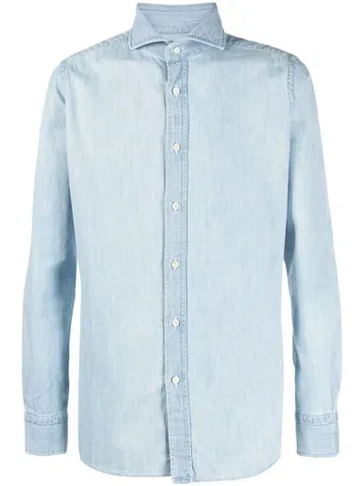 Moorer Long-sleeve Cotton Shirt In Blue