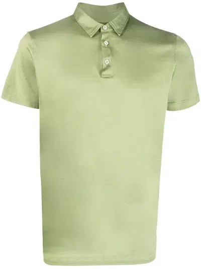 Moorer Short-sleeve Satin Polo Shirt In Green