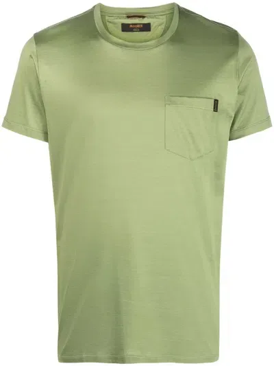 Moorer Satin Crew-neck Cotton T-shirt In Green