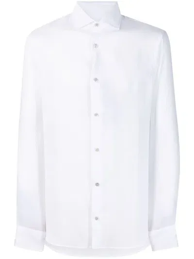 Moorer Sorrento-sa Linen Shirt In White