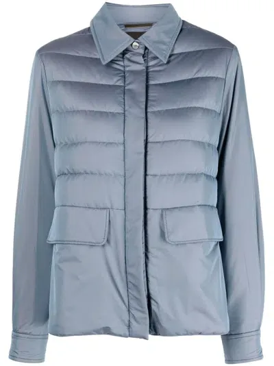 Moorer Spread-collar Quilted Puffer Jacket In Blue