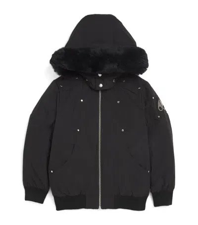 Moose Knuckles Kids' Down Hooded Coat In Black