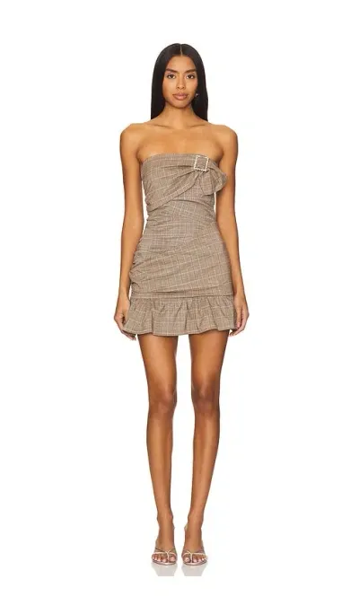 More To Come Bianca Ruched Mini Dress In Brown