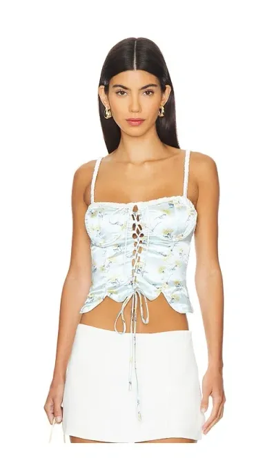 More To Come Kimm Cami Top In Blue Floral