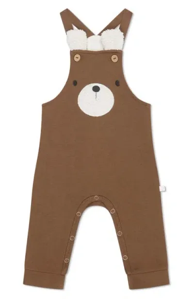 Mori Babies'  Appliqué Bear Overalls In Brown