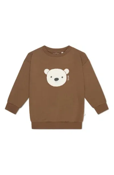 Mori Babies'  Appliqué Bear Sweatshirt In Brown