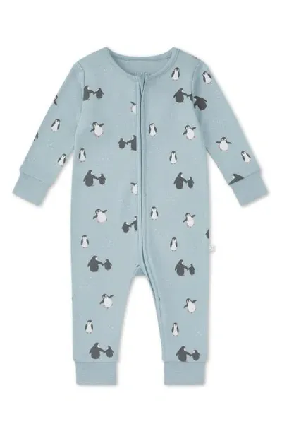 Mori Babies'  Autumn Print Fitted One-piece Pajamas In Blue