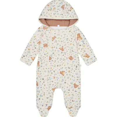 Mori Babies'  Bear Print Hooded Jumpsuit In Honey Bear Print