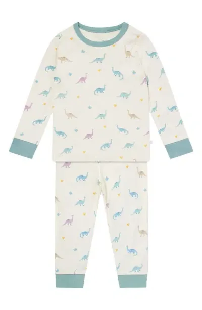 Mori Kids' Dino Print Two-piece Fitted Pajamas