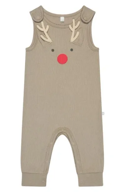 Mori Babies'  Rib Reindeer Romper In Brown