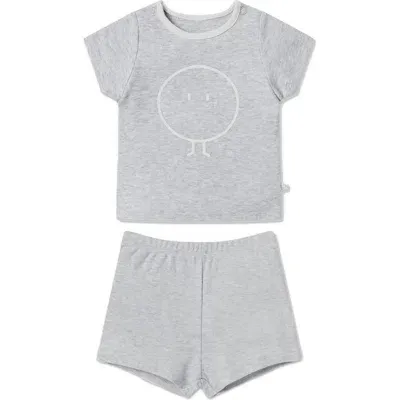 Mori Babies'  Snoozy Fitted Two-piece Graphic Short Pajamas In Grey Marl