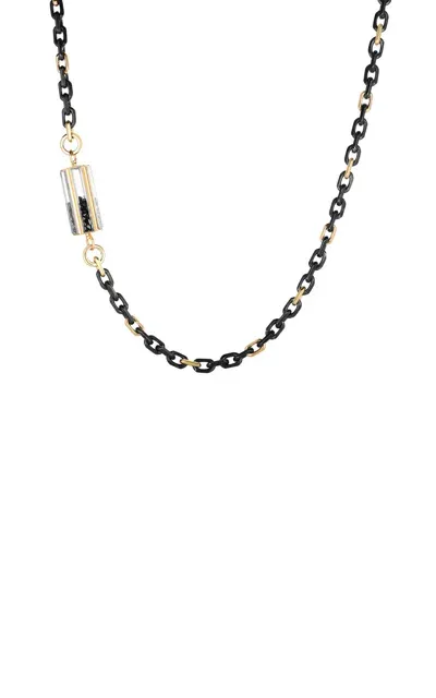 Moritz Glik Hiroki Blackened-silver Diamond; Sapphire Shaker Necklace In Gold