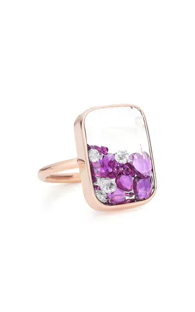 Moritz Glik Ten Fourteen 18k Rose Gold Ruby Shaker Ring In Pink