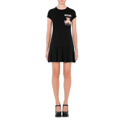 Moschino Black Teddy Bear Minidress In V1555 F Black