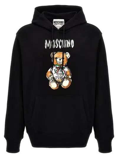 Moschino 'archive Teddy' Hoodie In Black