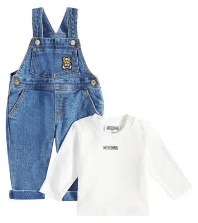 Moschino Baby Set Aus Longsleeve Und Latzhose In Blau