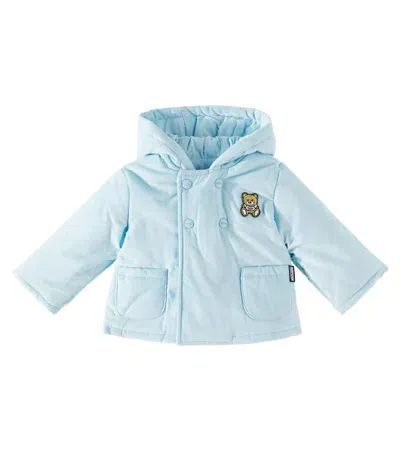 Moschino Baby Teddy Bear Cotton Jacket In Blue