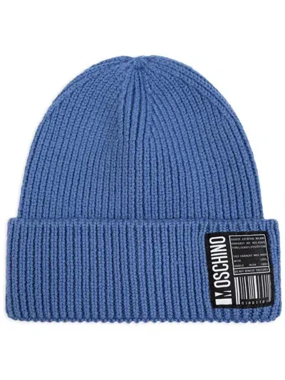 Moschino Barcode Beanie In Blue