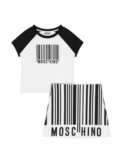 Moschino Kids' Barcode-print T-shirt In White