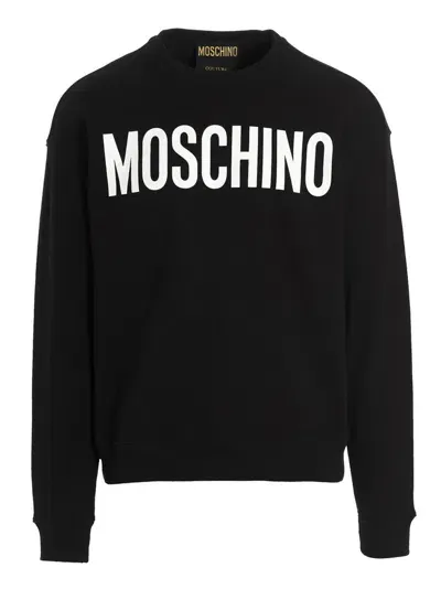 Moschino Black Logo Print Sweatshirt In Black  