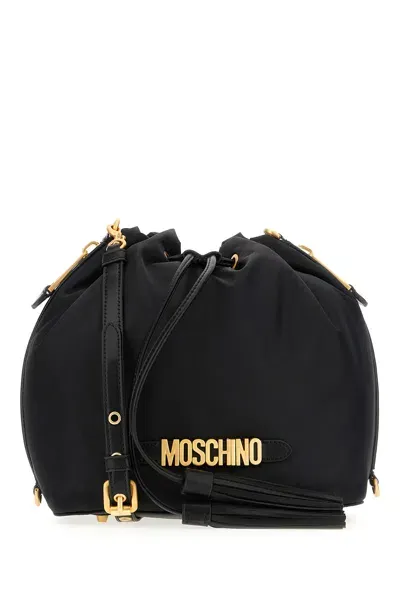 Moschino Black Nylon Bucket Bag In B1555