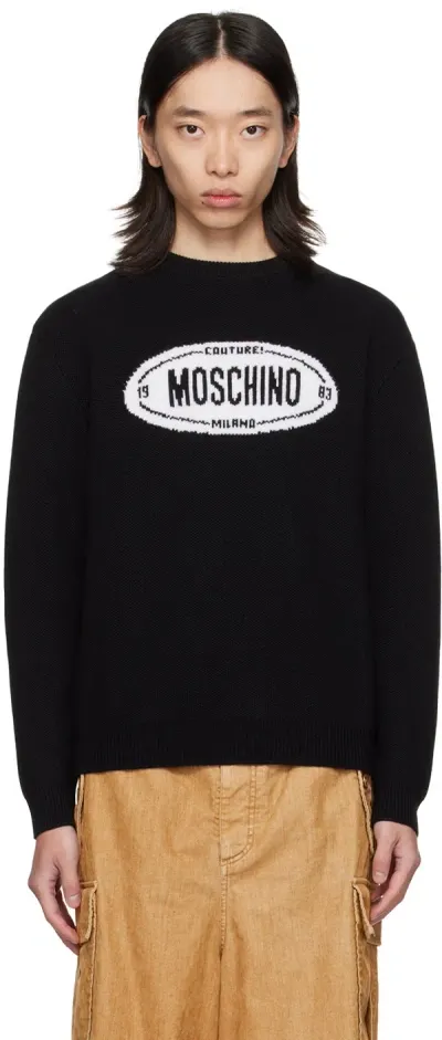 Moschino Pullover Mit Intarsien-logo In Black