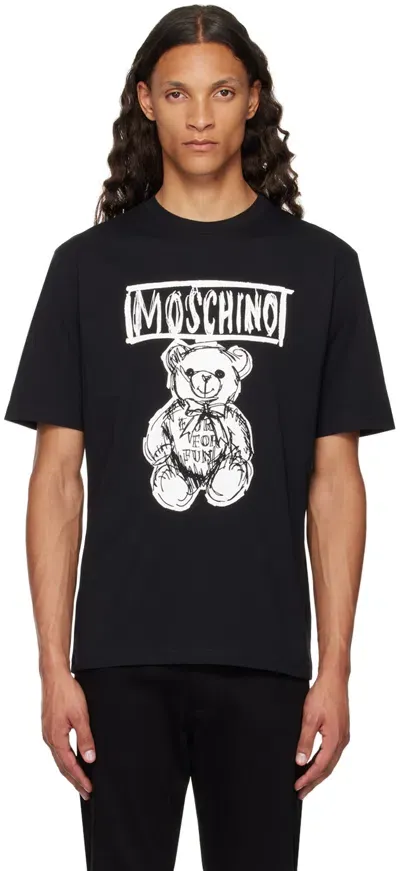 Moschino Black Teddy Bear T-shirt In Multi Black